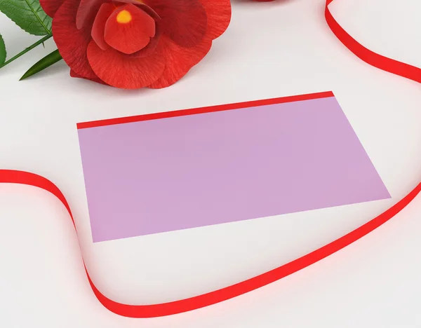 Geschenkenkaart geeft aan verrassing tag en rose — Stockfoto