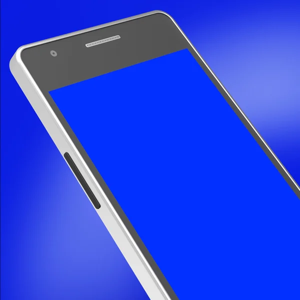 Copyspace Smartphone mostra telefone celular e on-line — Fotografia de Stock
