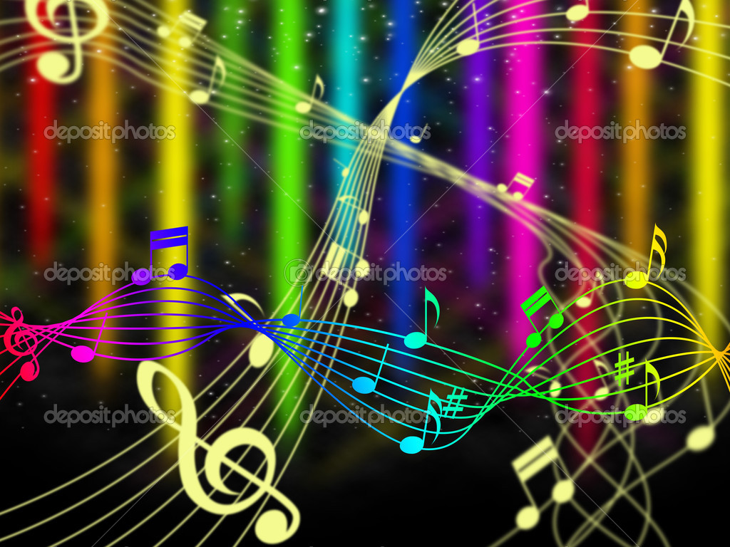 La couleur de fond montre la note de musique et acoustique — Photo de stock  par ©stuartmiles - 48827827, image size:1024x768
