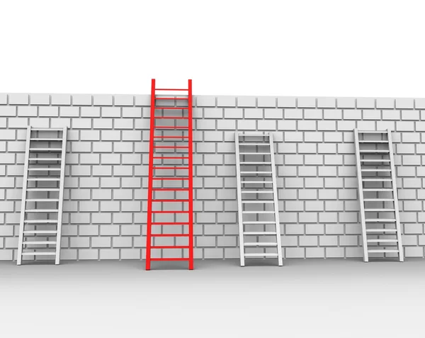 벽돌 벽 chalenges 앞서 brickwall 보여줍니다. — 스톡 사진