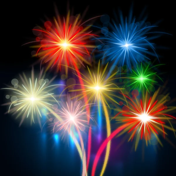Renk fireworks gece gökyüzü ve kutlamalar temsil eder — Stok fotoğraf