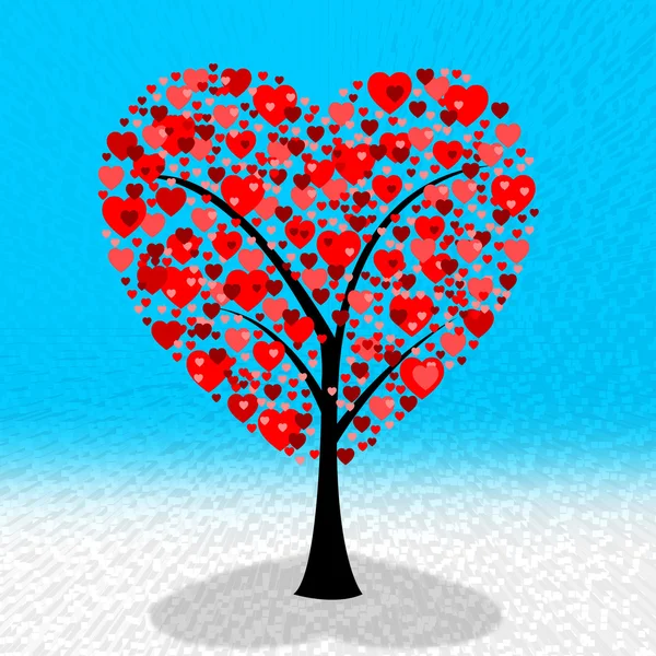 Hearts Tree Shows Valentines Day and Affection — стоковое фото