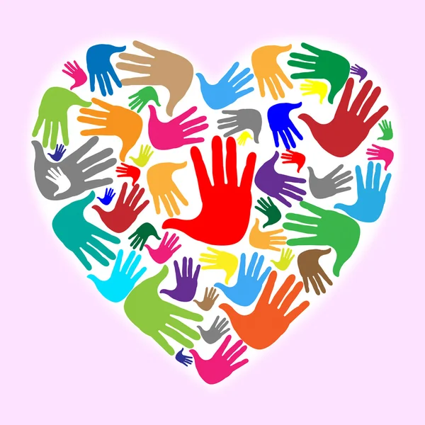 Handen handafdrukken vertegenwoordigt Valentijnsdag en kindertijd — Stockfoto