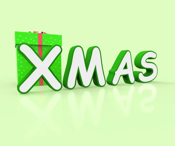 Xmas Giftbox Means Merry Christmas And Celebration — Stock Photo, Image