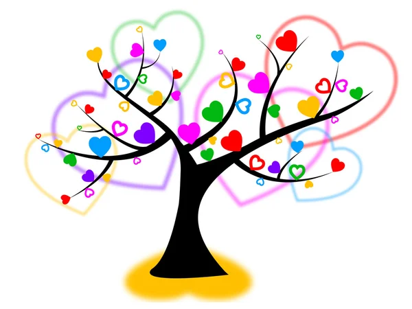 Heart Tree Indicates Valentines Day And Forest — Stock Photo, Image