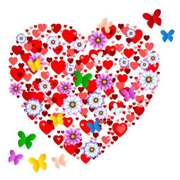 Hearts Butterflies Shows Valentine Day And Animals — Stock Photo, Image