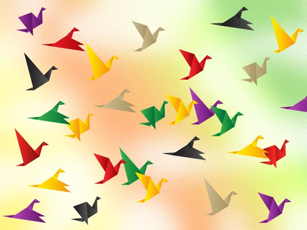 Freedom Flying Shows Flock Of Birds And Escaped — Stock Photo, Image