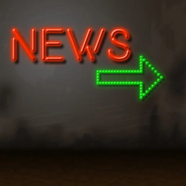 Neon News Indicates Glow Bright And Information — Stock Photo, Image