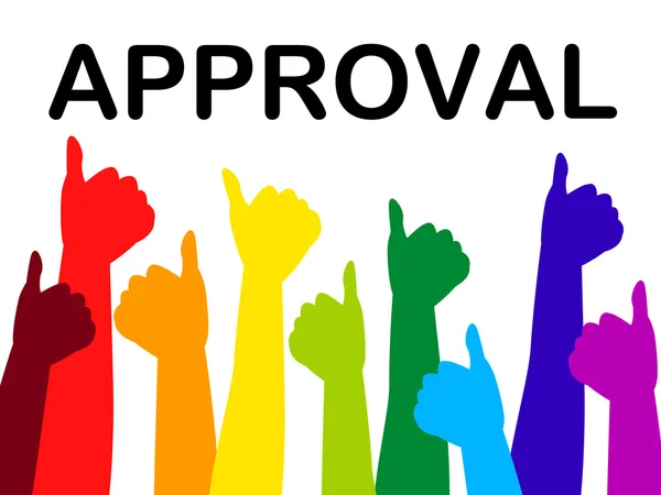 Thumbs Up Means Approved Recommend And Passed — Stock Photo, Image