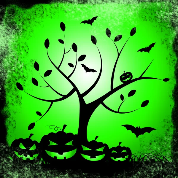 Árvore Halloween Representa Truques Ou Tratamentos E Meio Ambiente — Fotografia de Stock