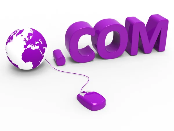 Dot com toont world wide web en .com — Stockfoto