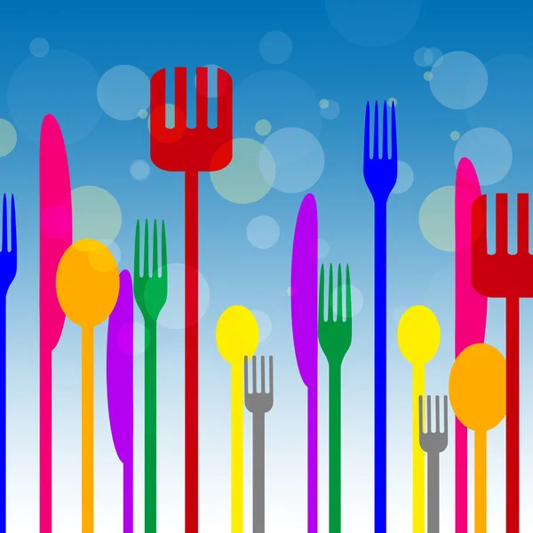 Spoons Forks Represents Knife Utensils And Cutlery — Stok Foto