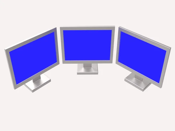 Copyspace-Monitore zeigen Flachbildschirm und Kopierraum — Stockfoto