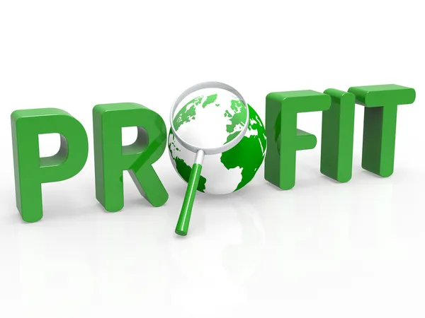 Magnifier Profit Means Profits Search And Profitable — Stock Photo, Image