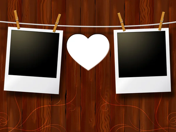 Photo Frames Indicates Valentine's Day And Heart — Stock Photo, Image