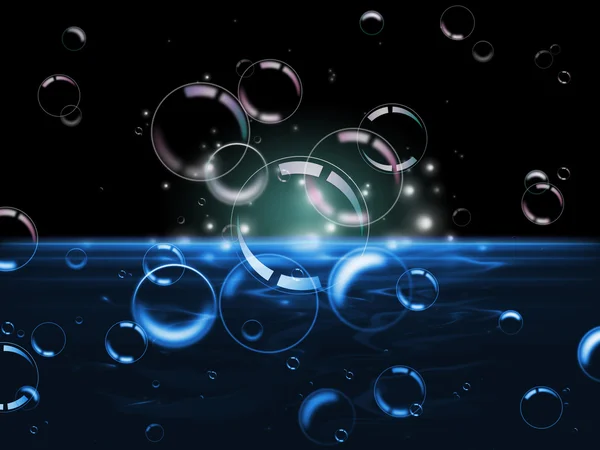 Achtergrond bubbels geeft aan lichte uitbarsting en schitterende — Stockfoto
