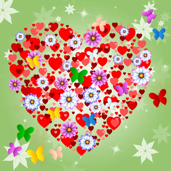 Hearts Floral Shows Valentine Day And Blooming — Stock Photo, Image