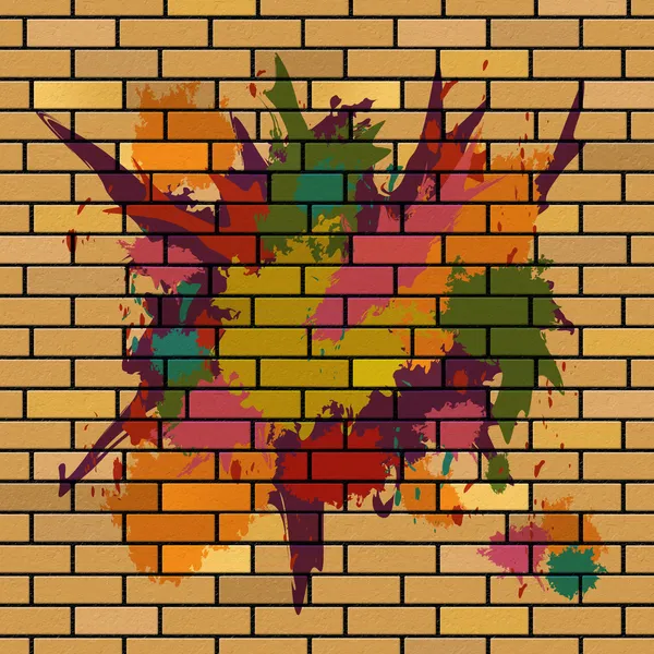 Brick Wall Shows Brick-Wall Splattered And Splashes — Stock Photo, Image