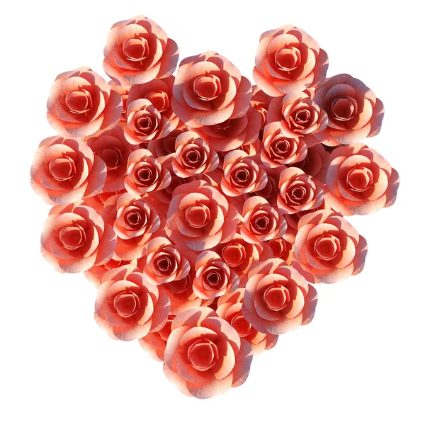 Heart Roses Means Valentine Day And Flora — Stock Photo, Image