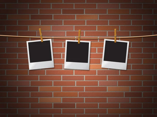 Photo Frames Represents Blank Space And Bricks — Stock Photo, Image