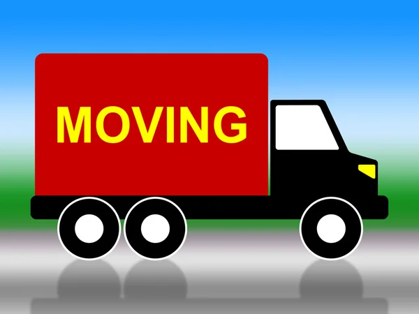 Μετακόμιση αντιπροσωπεύει την αλλαγή της διεύθυνσης και των φορτηγών — Φωτογραφία Αρχείου