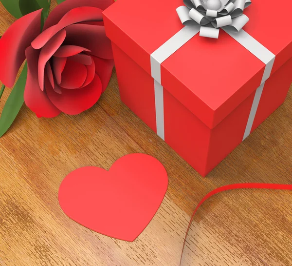 Gift Card Indicates Heart Shape And Flora — Stock Photo, Image