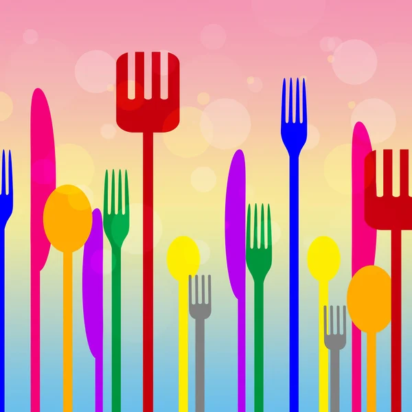 Food Cutlery Means Fork Knife And Eat — Stock Photo, Image