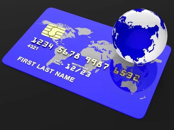 Tarjeta de Crédito Representa Compra de Débito Y Globalizar — Foto de Stock