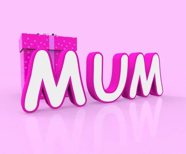 Mum Giftbox Indicates Presents Celebrate And Wrapped — Stock Photo, Image