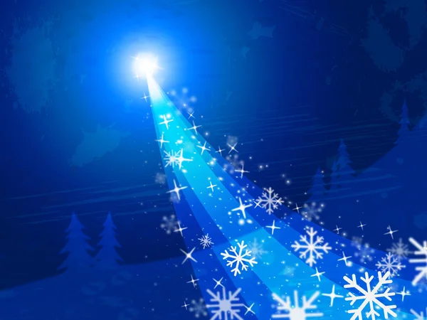 Star Blue Represents Merry Christmas And Bright — Stock Photo, Image