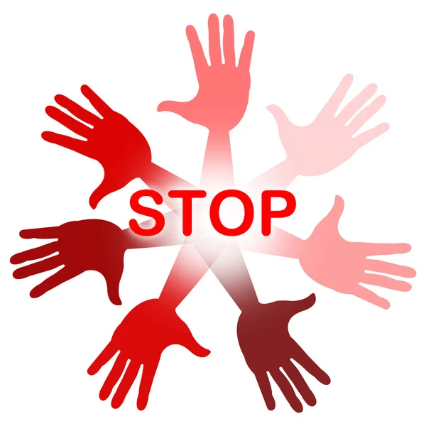 Hands Warning Represents Red Disapproval And Refusal — Stock Photo, Image