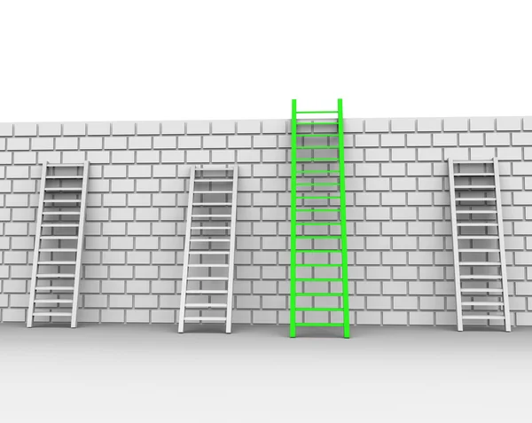 Cihlová zeď představuje chalenges dopředu a brickwall — Stock fotografie