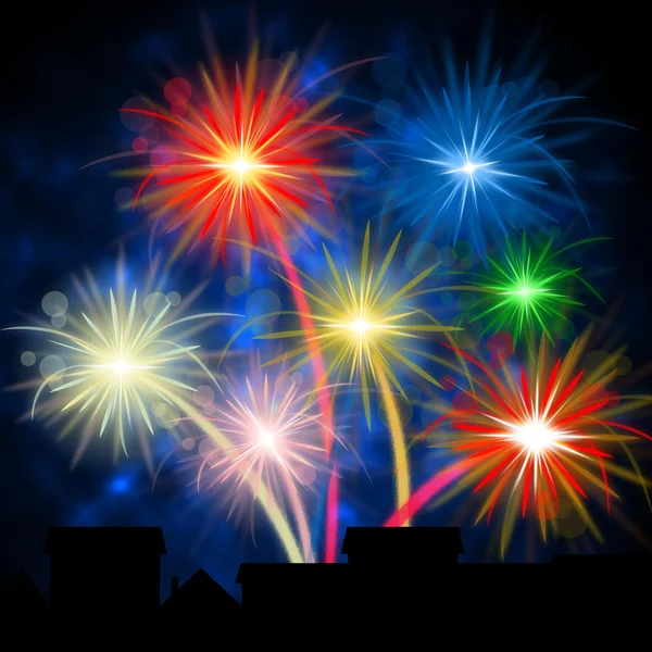 Color Fireworks Shows Explosion Background And Celebration — Stock Photo, Image