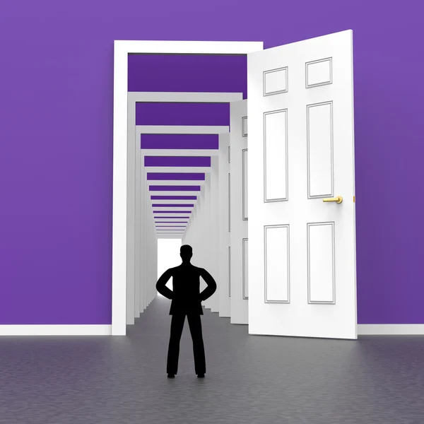 Silhouette Man Indicates Door Frames And Adult — Stock Photo, Image