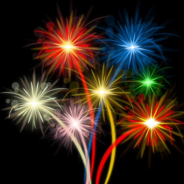 Color Fireworks Indicates Explosion Background And Celebration — Stock Photo, Image