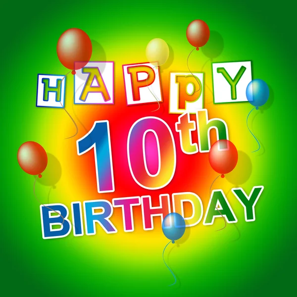 10 のお祝いやお祝いに幸せな誕生日を示しています — Stockfoto