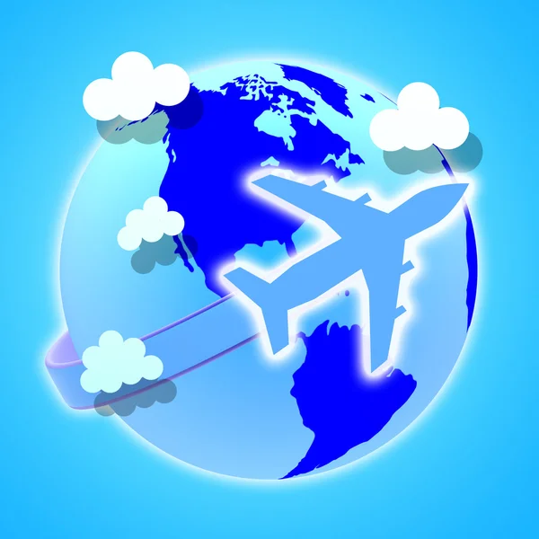 Flüge global bedeutet Reiseführer und weltlich — Stockfoto