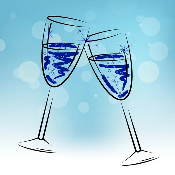 Champagne Glasses Means Beverage Fun And Congratulations — Stock Photo, Image
