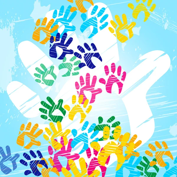 Color Handprints Means Child Human And Watercolor — Stock Photo, Image
