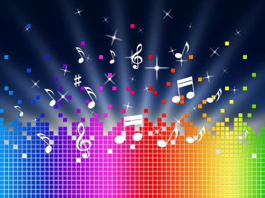 Rainbow Müzik arka plan armoni sounddwaves ya da piec gösterir.