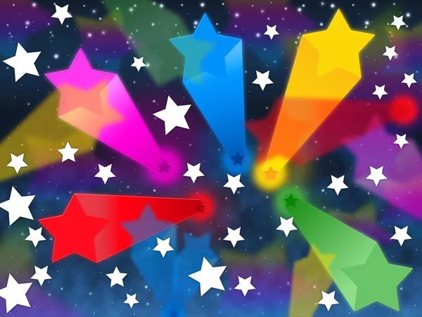 Färgglada stjärnor bakgrund visar skytte utrymme och färg — Stockfoto