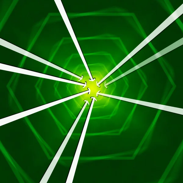 Green Hexagons Background Shows Arrows Portal Or Int — Stock Photo, Image