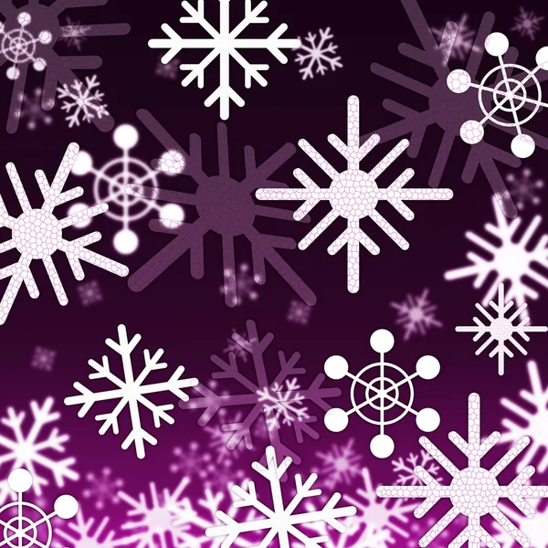 Purple Snowflakes Background Shows Snowing Winter And Season — Stock Photo, Image