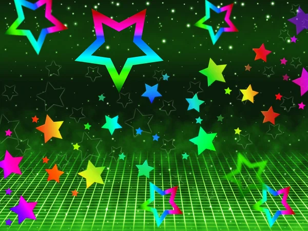 Regnbåge stjärnor i bakgrunden visar himlen och astronom — Stockfoto