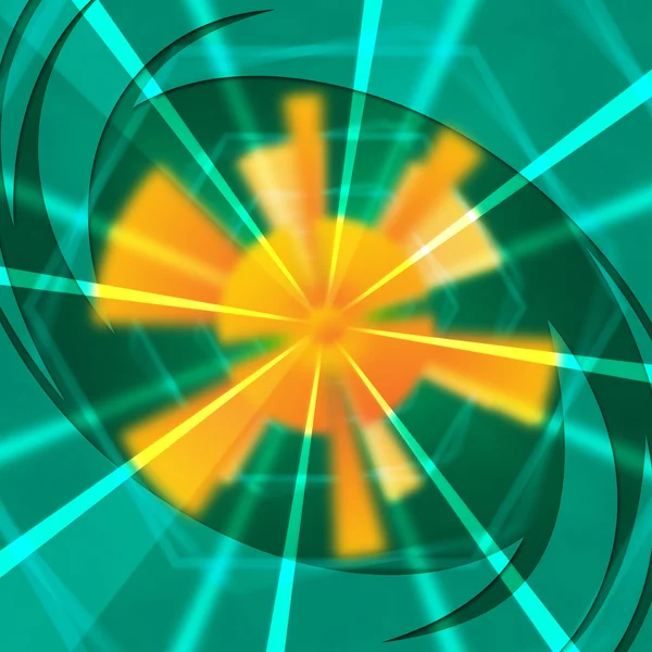 Green Sun Background Shows Light Beams And Wave — Stock Photo, Image