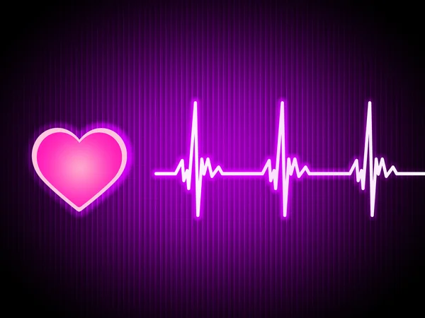 Fondo púrpura del corazón muestra vida cardiaca y salud — Foto de Stock