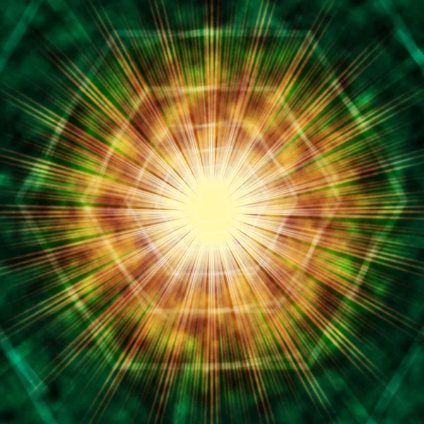 Sun Background Shows Brown Green Hexagons And Ligh — Stock Photo, Image