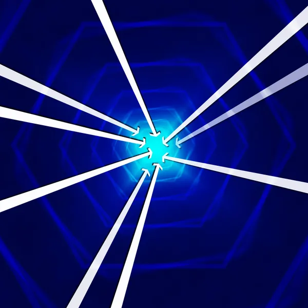 Blue Hexagons Background Shows Arrows Pointing And Directio — Stock Photo, Image