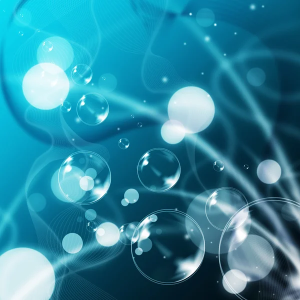 Blue Bubbles Background Means Blurry Lines And Floating Circle — Stock Photo, Image