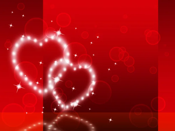 Red Hearts Background Shows Fondness Special And Sparklin — Stock Photo, Image